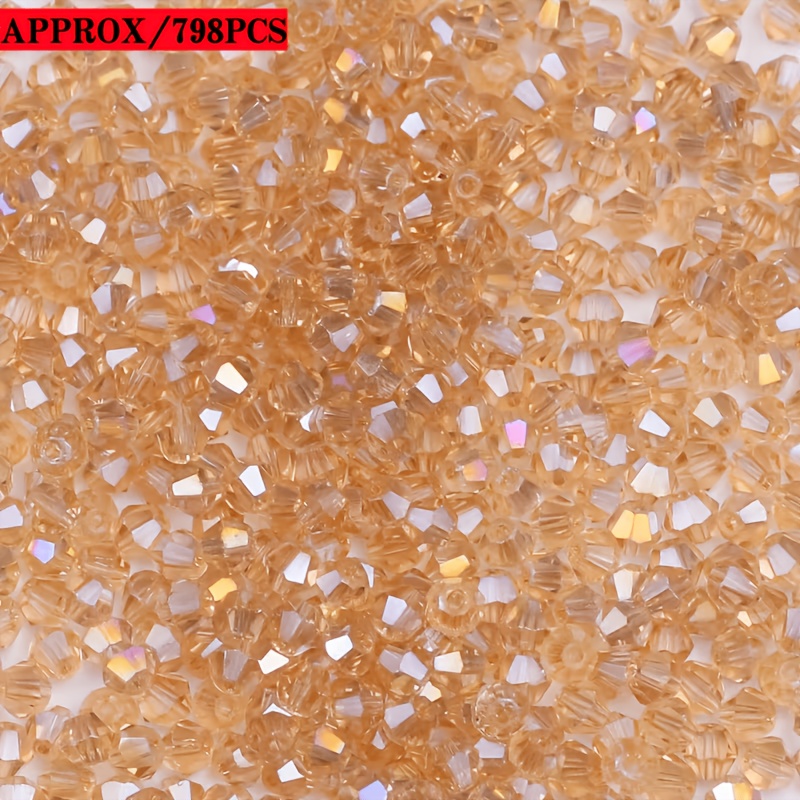 TEMU 10 Strands Of Approximately 798pcs Champagne-colored Rhombus 4mm Glass Beads, Jewelry Making Supplies. Spacer Beads For Bracelets, Necklaces And
