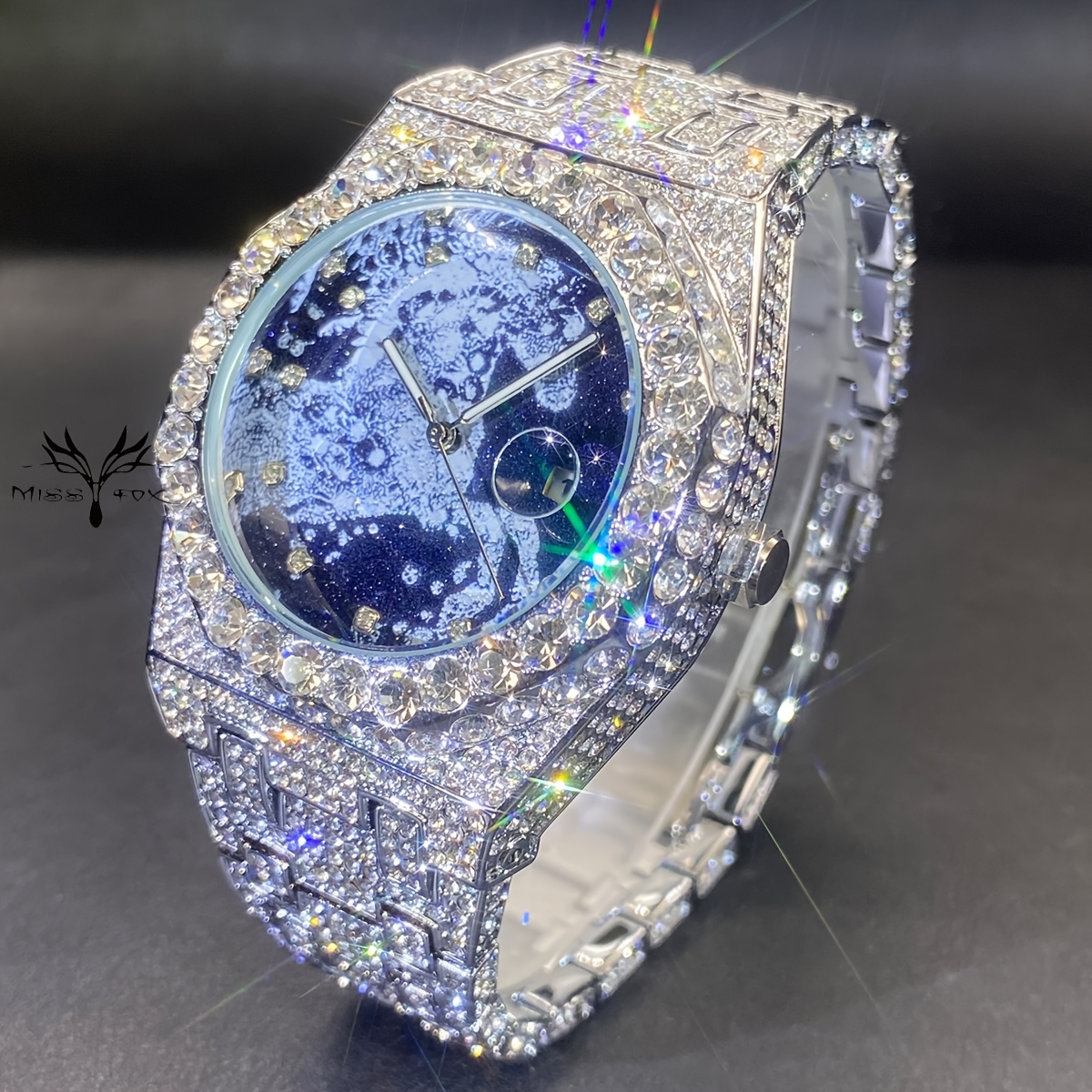 Fashionable Chilled Men's Watch, Classic Hip-hop Cuban Zirconia Daily Quartz Watch For Men And Women For Parties