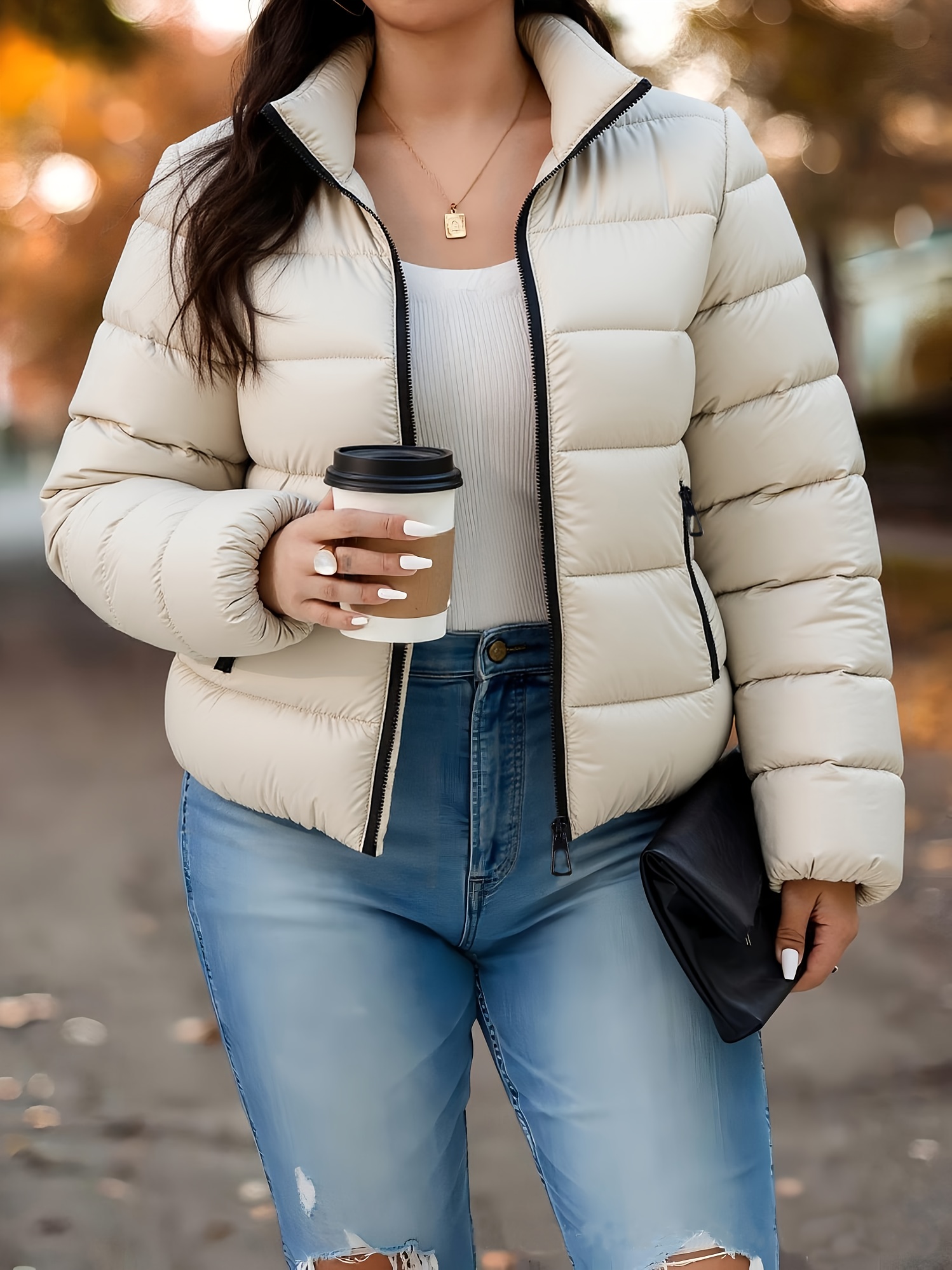 Dames Korte Gevoerde Winterjas