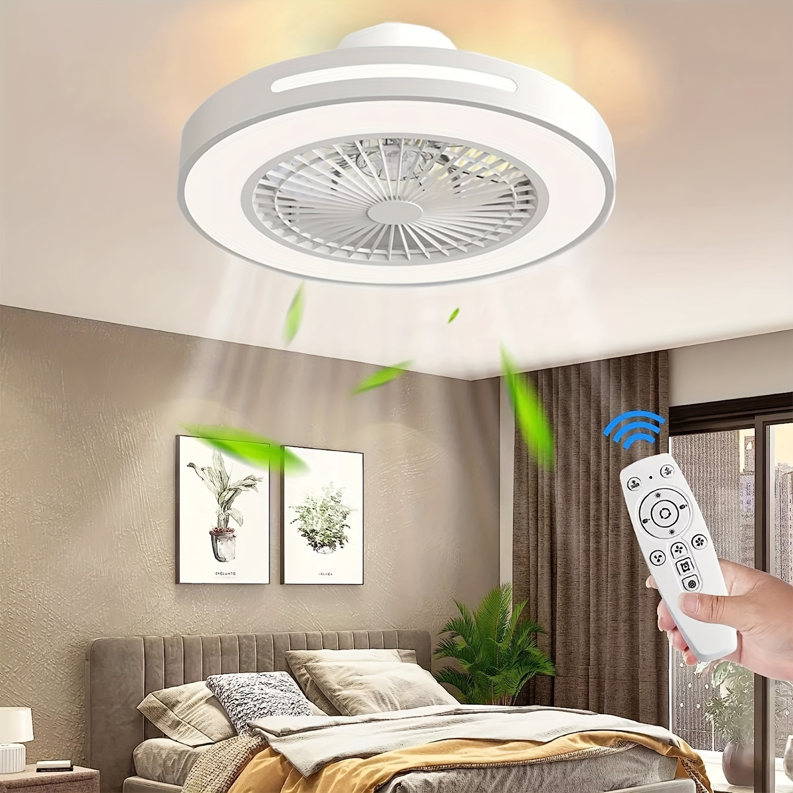 

19.7" Dimmable Ceiling Fan With Led Lights And Remote Control