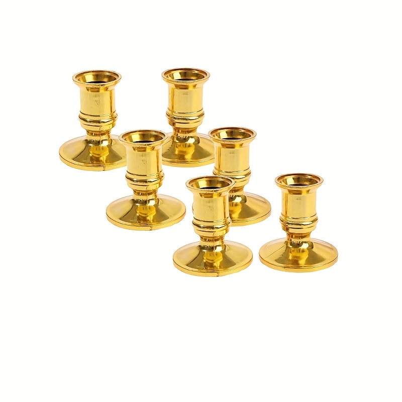 Image of 6pcs Candlestick Decoration, Plastic Candlestick Base, Home Decoration, Silvery And Golden, Suitable For Simulating Candles (excluding Candles), Suitable For Wedding Banquet Home Decoration