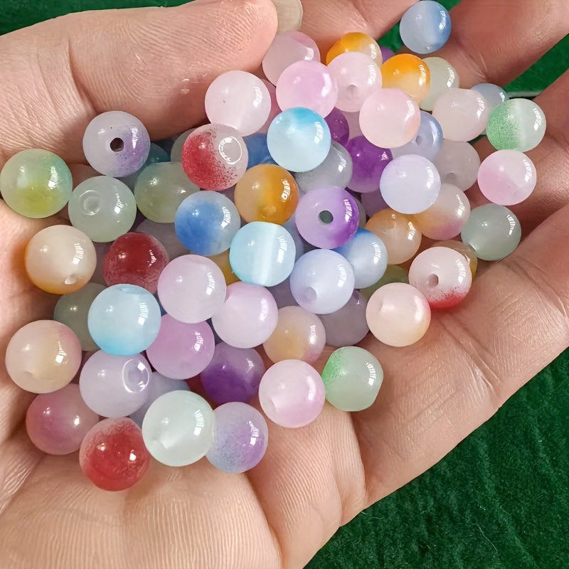 100Pcs 8Mm Multicolor Glass Round Beads For Jewelry Making, Diy Elegant Fashion Bracelets, Necklaces, Phone Charms, Beading Crafts