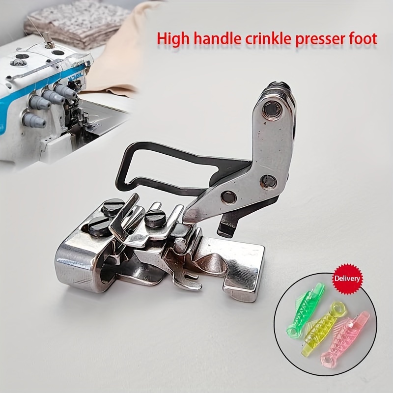 

1pc Industrial Serger Overlock Machine Ruffling Presser Foot, High-shank Crinkle Attachment For Sewing, Gathering & Pleating Foot For Four-thread Lockstitch, Apparel Factory Special