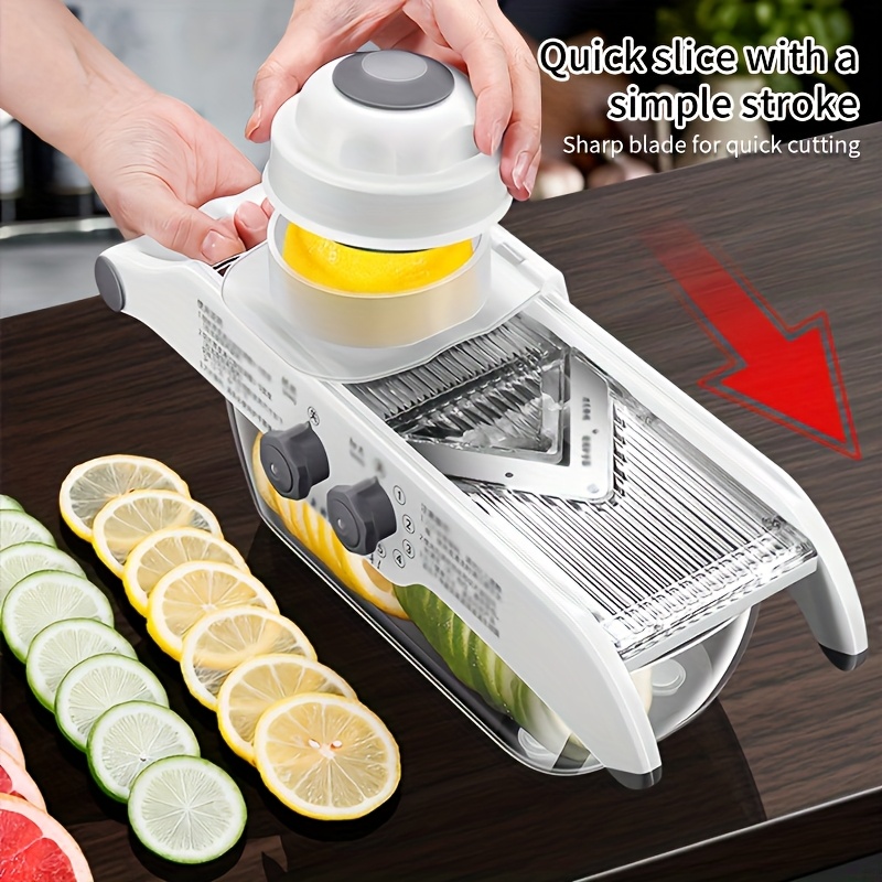 TEMU Manual Food Chopper And Slicer - Fast And Sharp , Efficient Slicing, Ergonomic Handle, Durable Vegetable And Fruit Salad Containers, Kitchen