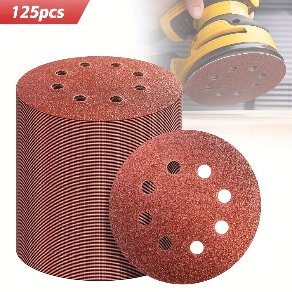 

125pcs Of Sanding Discs 125mm With Grit Sizes 60/80//120/240, Round Polishing Discs For Plastic, Metal, And Wood, Sanding Tools.