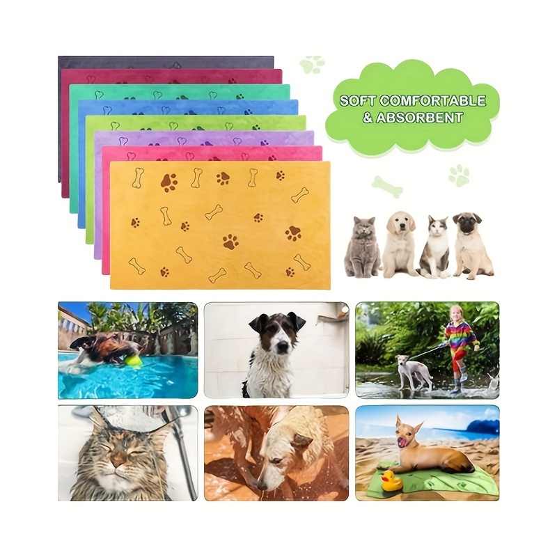 4pcs Quick-Dry Pet Towels for Medium Dogs - Soft, Absorbent Polyester with Colorful Paw Print Design, Ideal for Bathing and Grooming, Dog Bath Towels|Playful Design|Quickdry Fabric, Dog Towels - Image 7