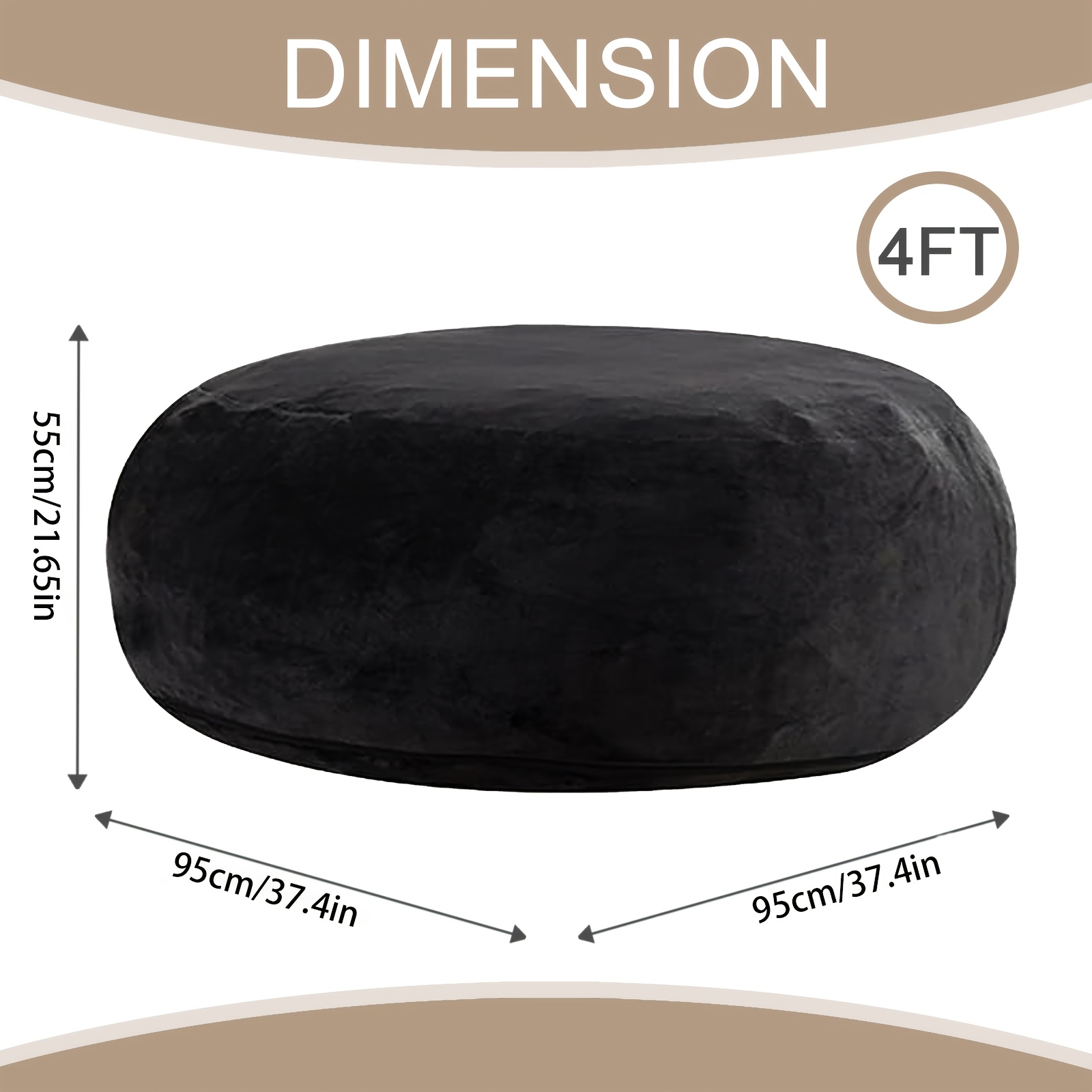 Image of 100cm Large Giant Memory Foam Bean Bag Chair With Filling, Adult Leisure Reading Chair Suitable For Living Room And Bedroom