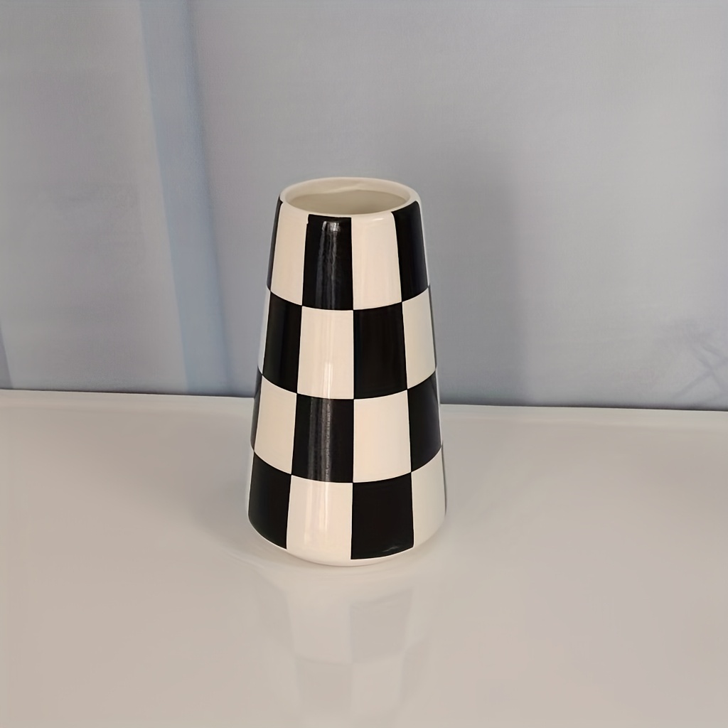 E-shop Moderne, einzigartige karierte Keramikvase, geeignet für Kunstmuseen, Eingangsbereich, Schlafzimmer, Wohnzimmer, dekorative Ornamente