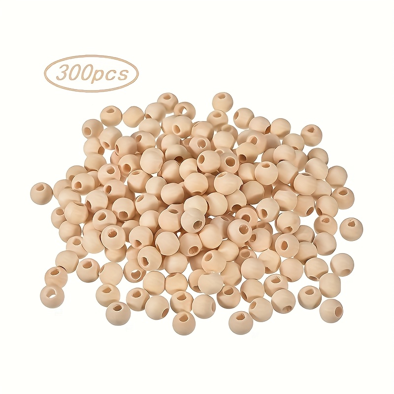 300pcs Natural Wood 10mm Round Wooden Beads, Hole: 4mm, Unfinished, Perfect For Diy Crafts, Jewelry Making, Decoration, Beads& Bead Accessories