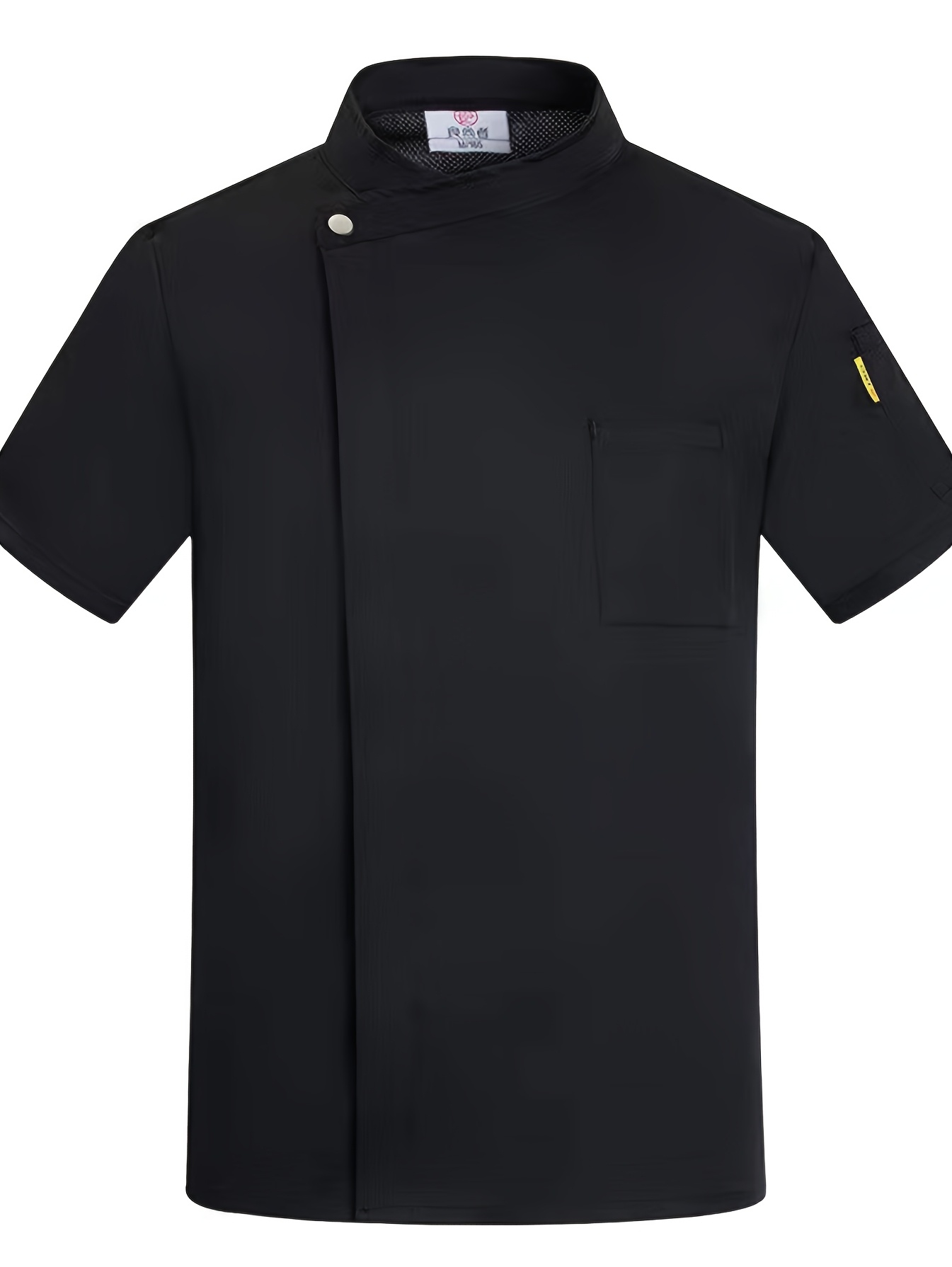 1pc elegant   work uniform with pocket short sleeve button up non stretch fabric ideal for kitchen restaurant staff uniform sleek color scheme durable uniform