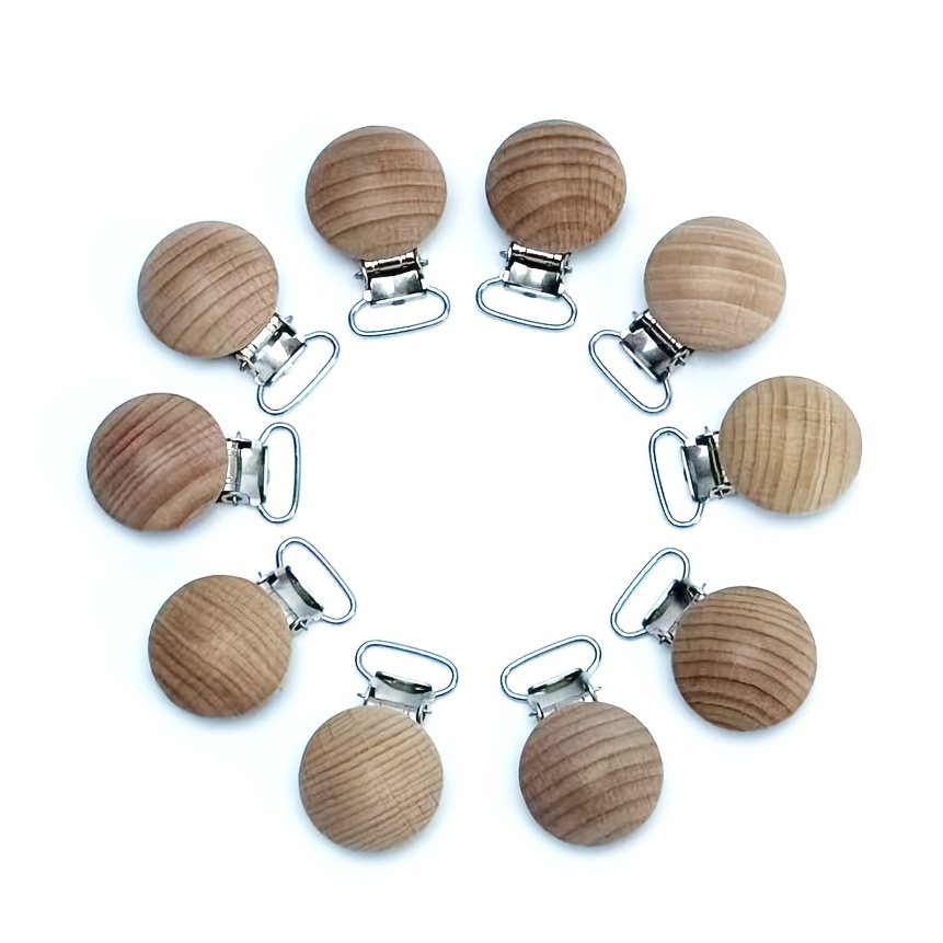 TEMU Juego de 10 pinzas de madera , accesorios de hebilla antipérdida para petos, para hacer carteras de bricolaje