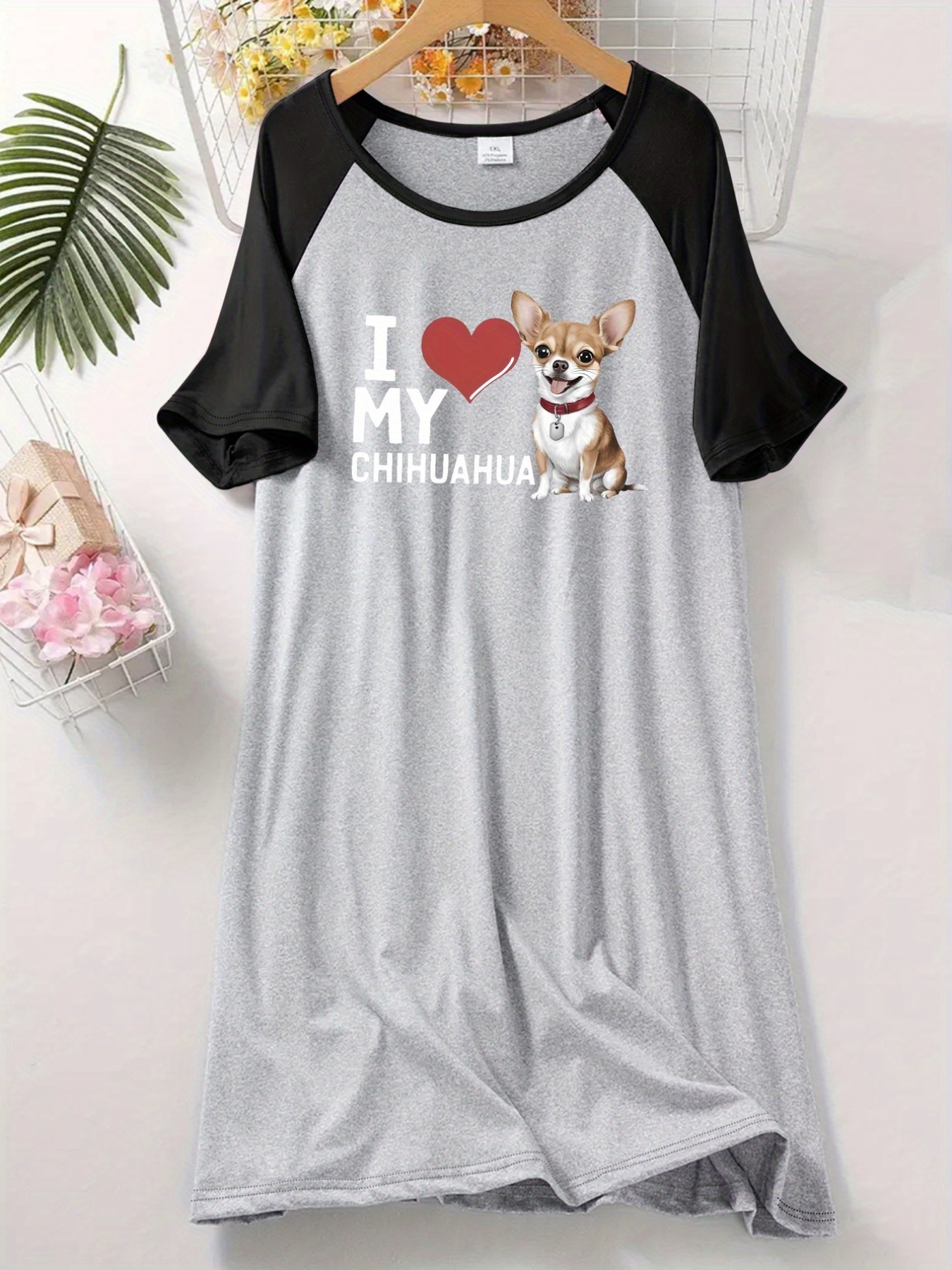 womens chihuahua dog print nightgown soft mint green Temu Ireland