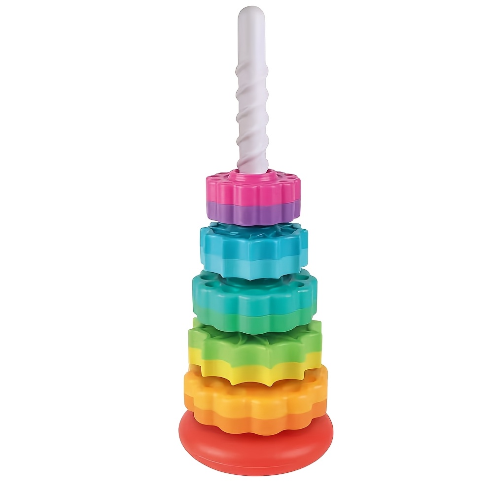 Rotating Stacking Toy Toy Sensory Puzzle Toy Enlightenment Early Education Geometric Ring Toss Tower Holiday Christmas Stocking Filler Gift