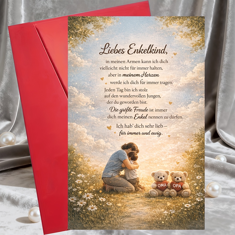 TEMU 1 Greeting Card And 1 Envelope Grandson Gift Card From Grandma And Grandpa Message Keepsake For Birthday Graduation Or Everyday Love Thoughtful