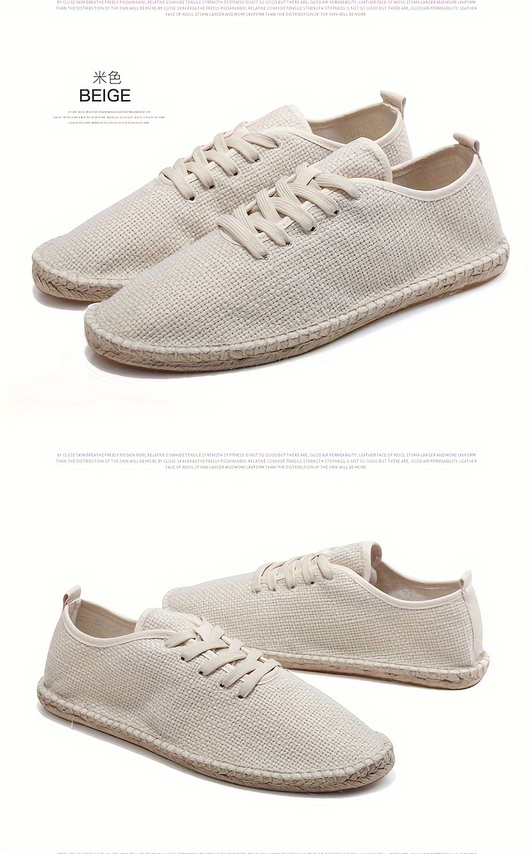 mens solid color lightweight canvas walking shoes comfy non slip lace up shoes for mens outdoor activities details 9