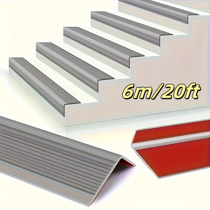 6m 20ft self   pvc stair edge protector non slip stair corner decorative rubber strip stair edge molding waterproof for outdoor and indoor stair treads in gray