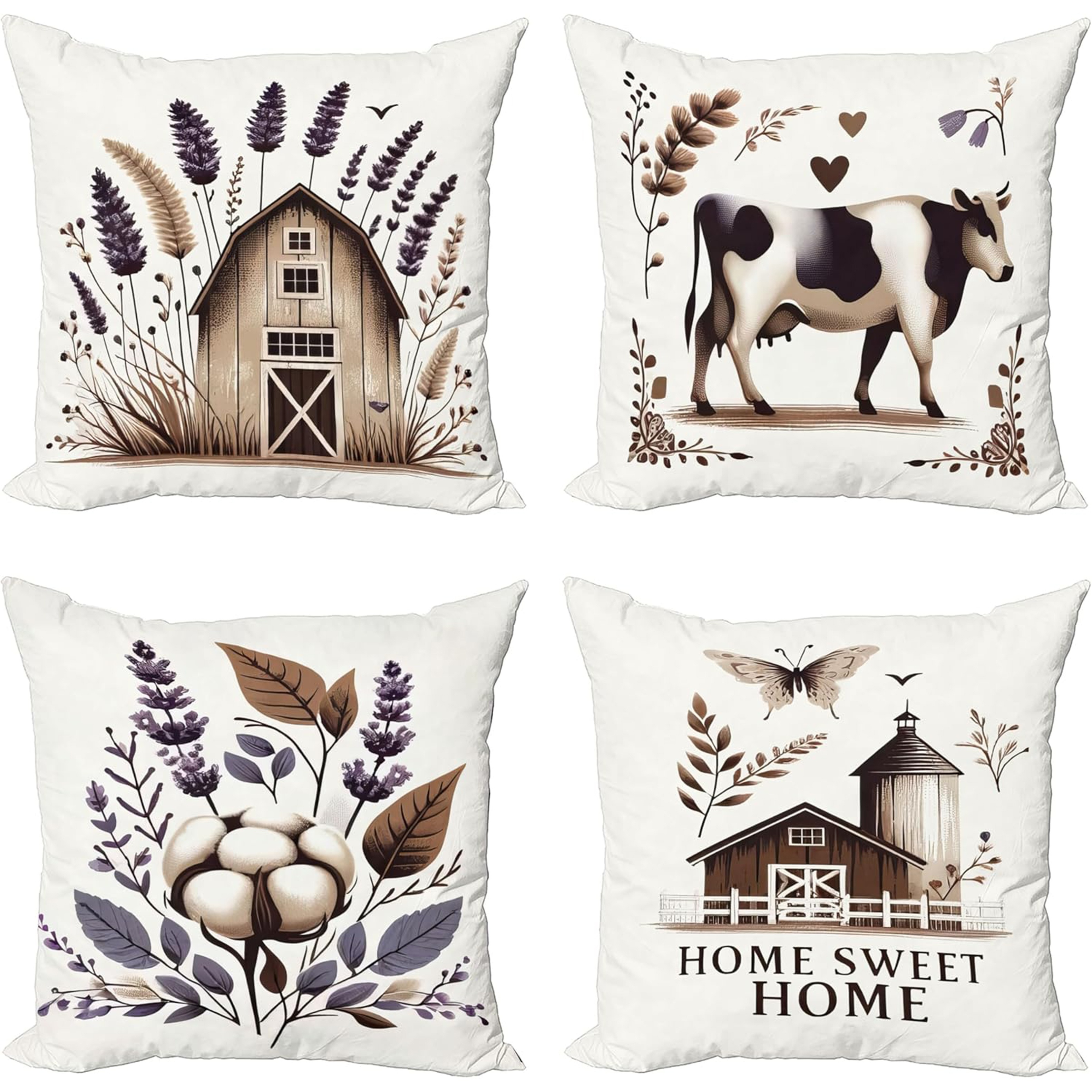 

Decorative Set Of 4, Zippered , & Themes, Polyester, Assorted