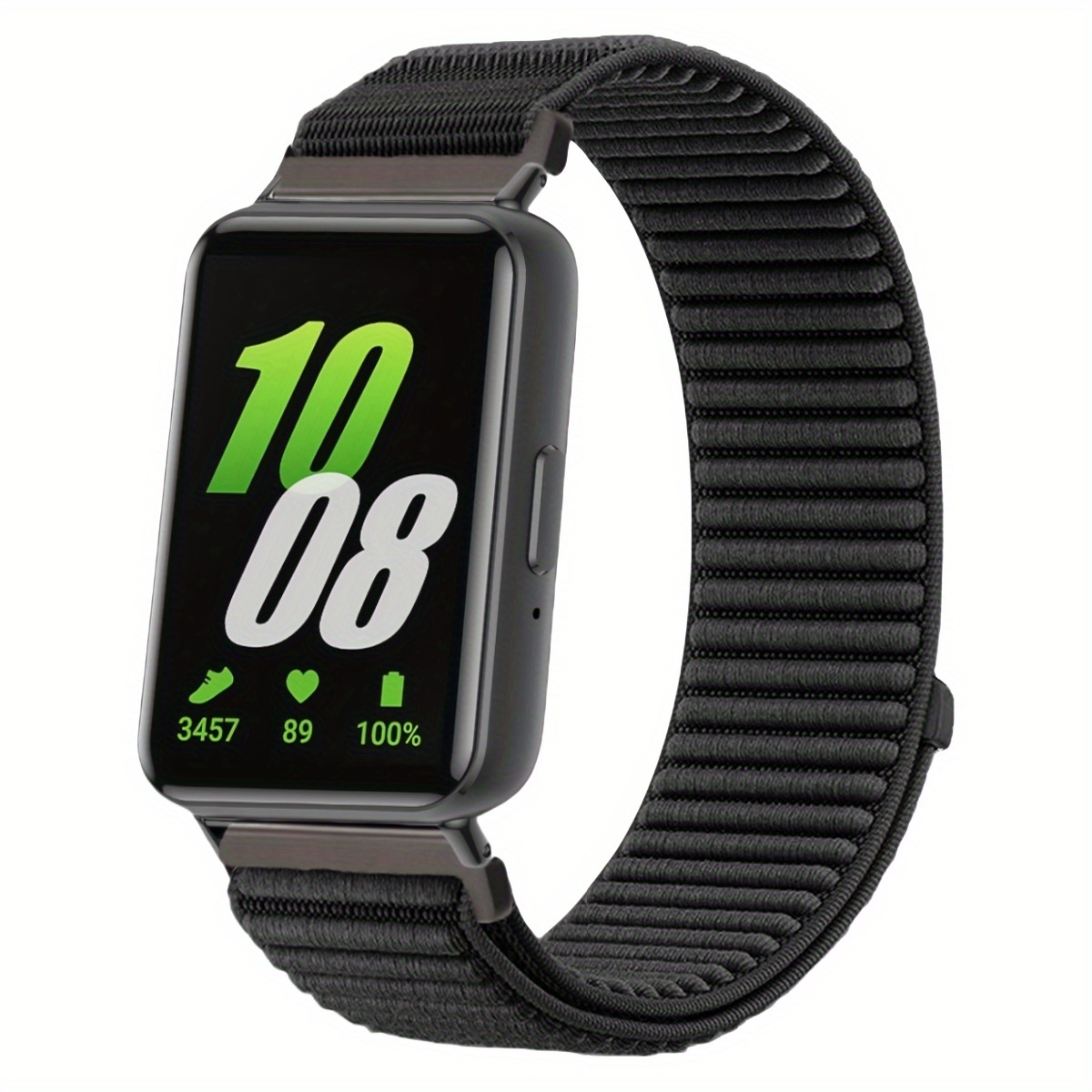 TEMU Green Nylon Smartwatch Band With Metallic - Adjustable, Durable Strap For Fitness Trackers And Smartwatches, Fitness Accessory|adjustable
