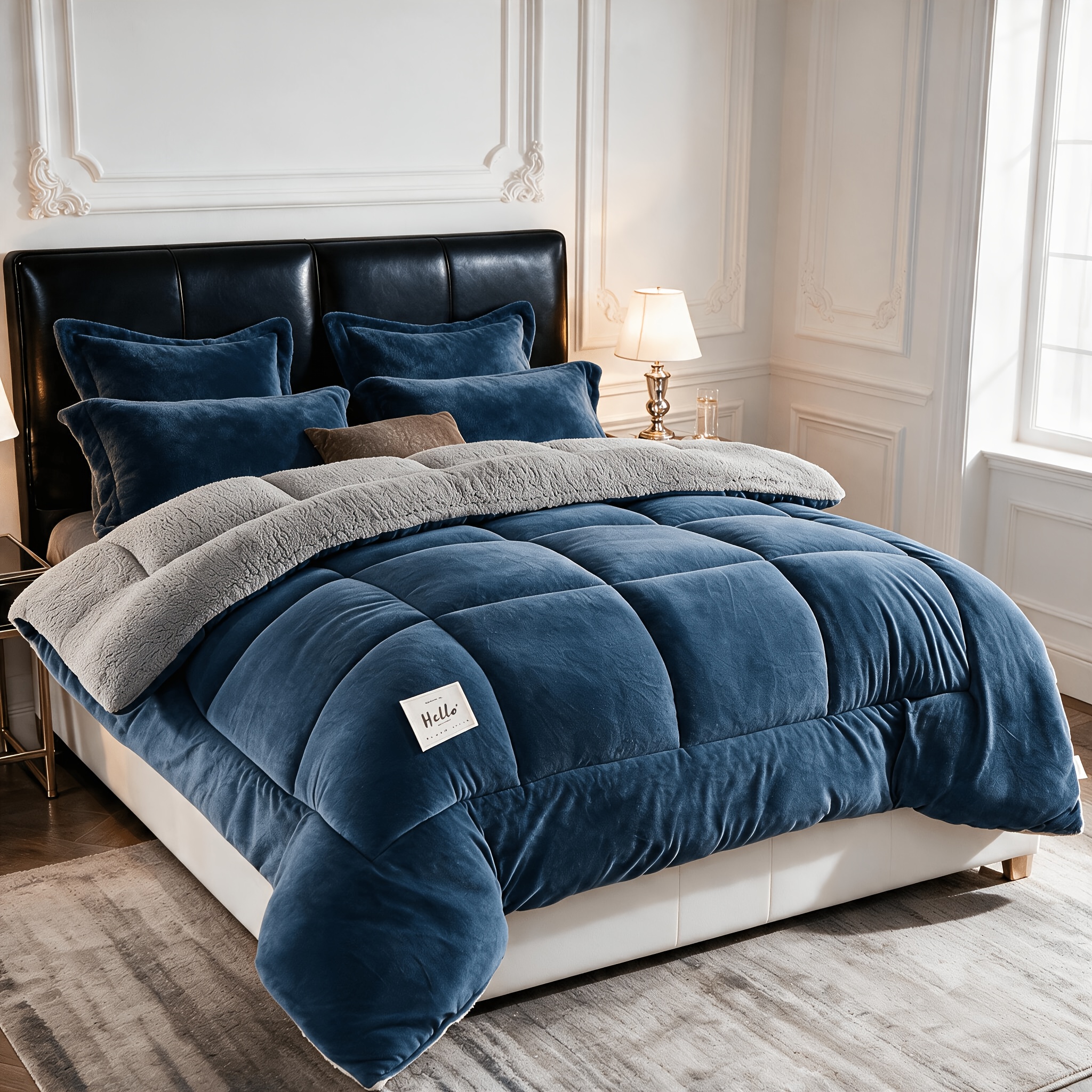 TEMU 1pc Solid Color Three-layer Ultra Soft Breathable Milk Velvet Warm Comforter, Autumn And Winter Thickened Warm Quilt Up Instantly, Bedding - For