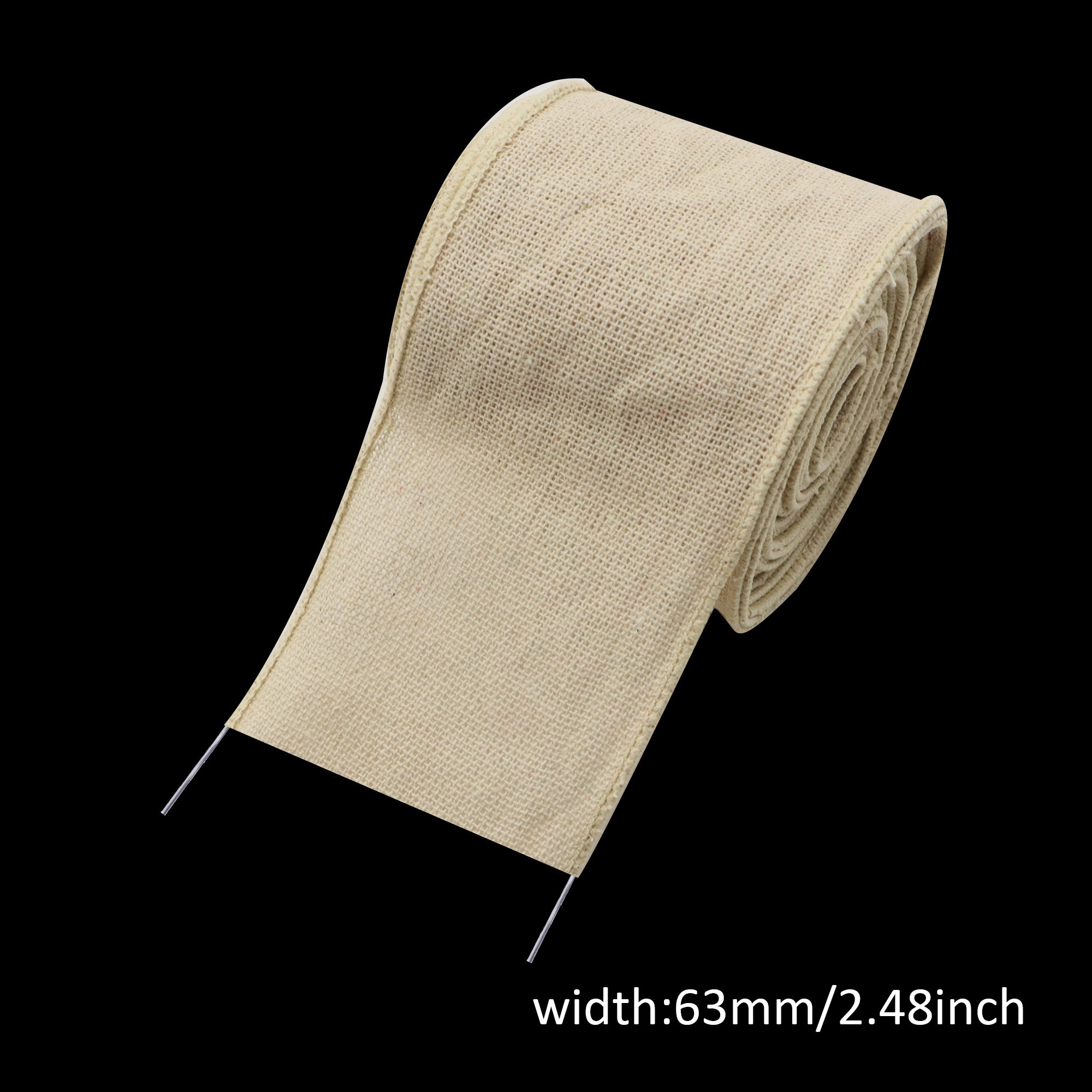 TEMU 5 Yards/Rolle 2,5" breites Leinenband mit Drahtkante - Einfarbiges Band für Kranz, Schleifenherstellung, Basteln, Verpackung, Partydekoration,