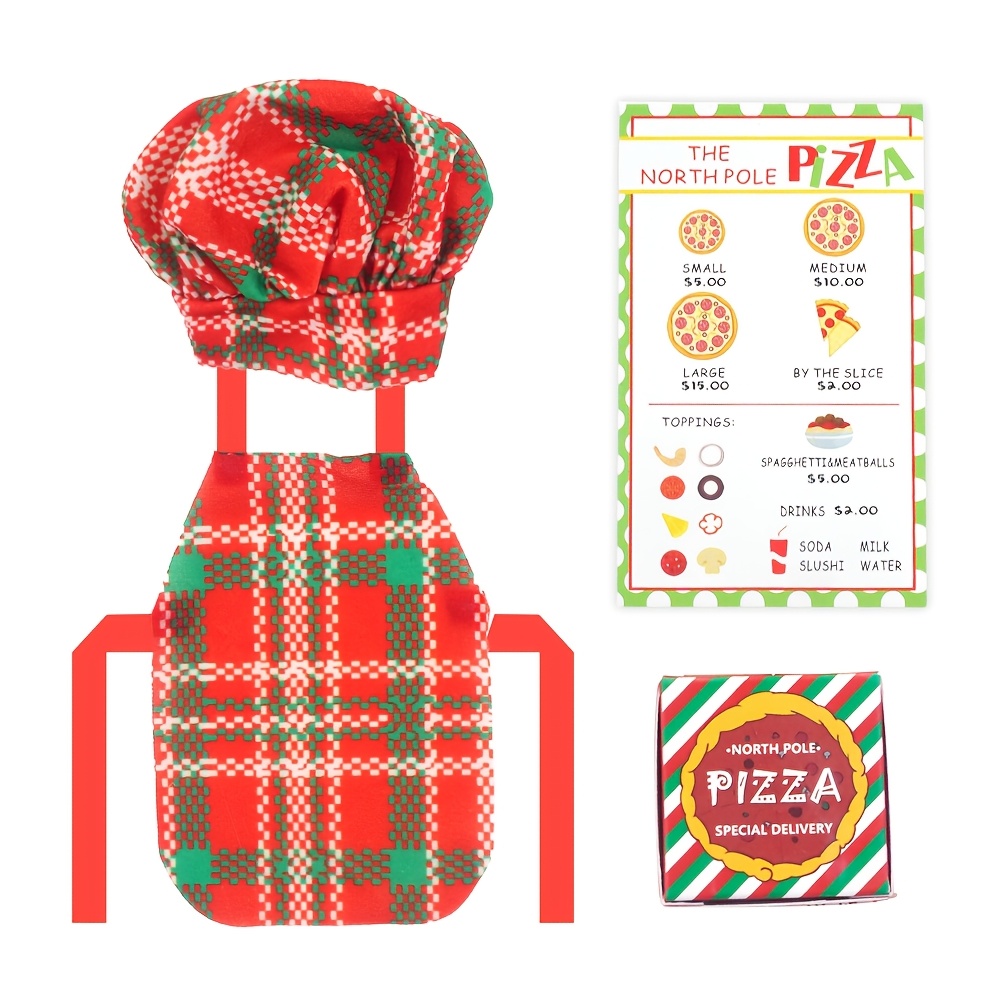 TEMU Accessoires de de Noël, ensemble de costume de chef pizzaiolo, ensemble de figurines et d'ornements