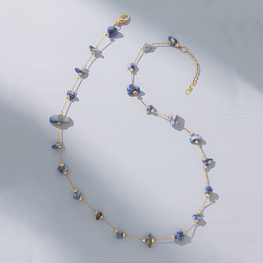 TEMU 1pc Of Simple, High-end, Versatile Bohemian Ethnic Stone Bead Necklace