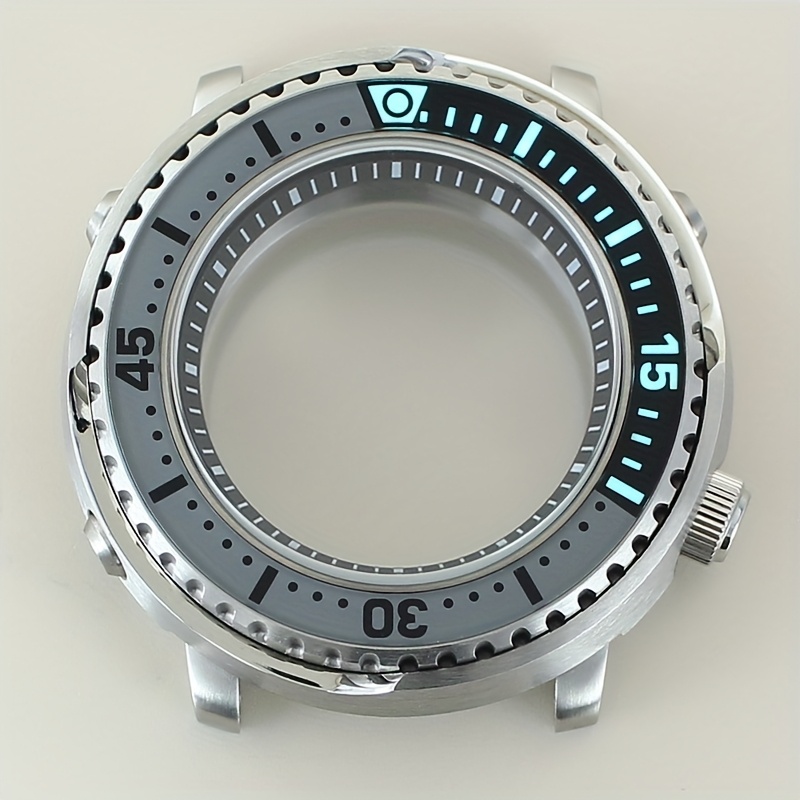 TEMU 43.3mm Men's Watch Case Designed Like A Tuna Can, Made Of 316l Stainless Steel, Compatible With , , , And Nh38 Movements, Featuring A 10atm