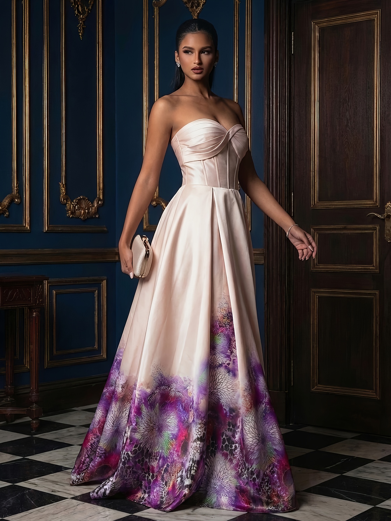 bustier top formal dress a womens evening a printed hem a an silver prom dress