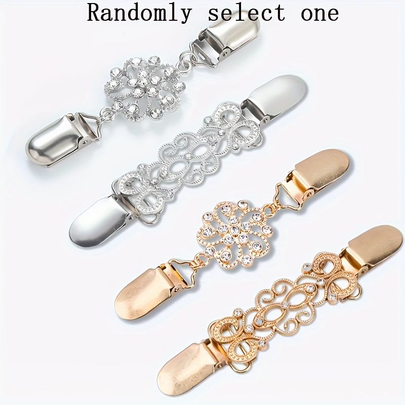 TEMU 1pc Random Vintage Sweater Shawl Clip Set - Elegant Cardigan And Dress Brooch, Golden/ Silvery Finish, Knitted Sewing Accessories, Essential For