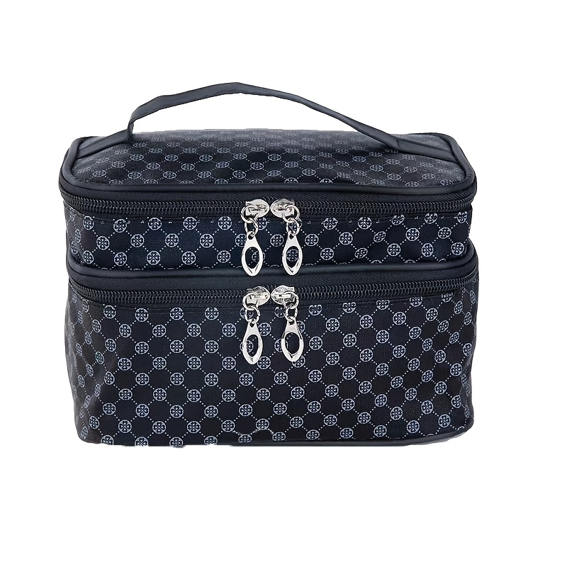 TEMU Borsa per trucco vintage a con , organizzatore da viaggio portatile per cosmetici di grande capacit�, borsa da toilette con cerniera per donna