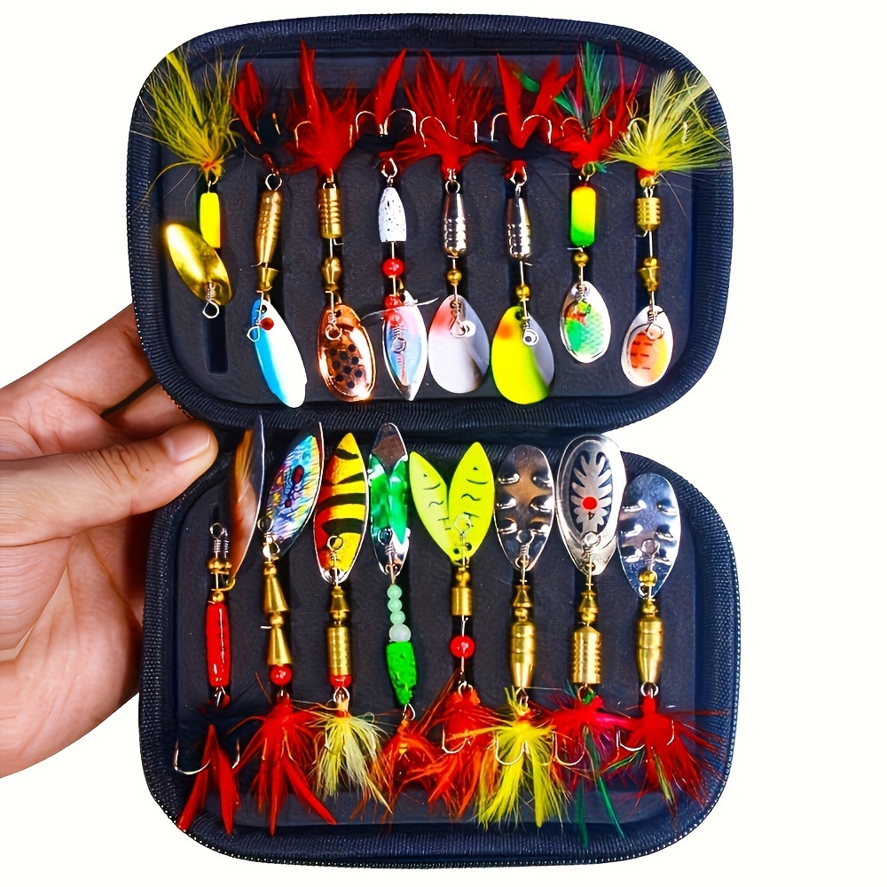 

16pcs Metal Spoon Spinner , Pike Fishing Swing, Artificial Fishing , Storage Kit, Fishing Gear