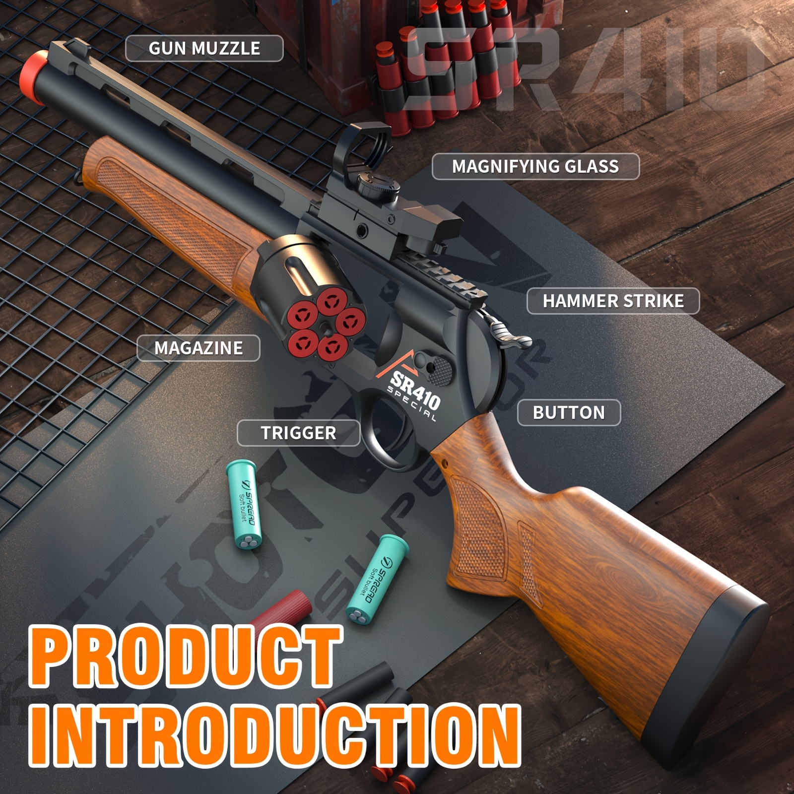 Pistolet Jouet Desert Eagle - 50 Billes Mousse, 32 Cartouches, Avec Silencieux Et Lampe Torche, Idéal Pour Enfants