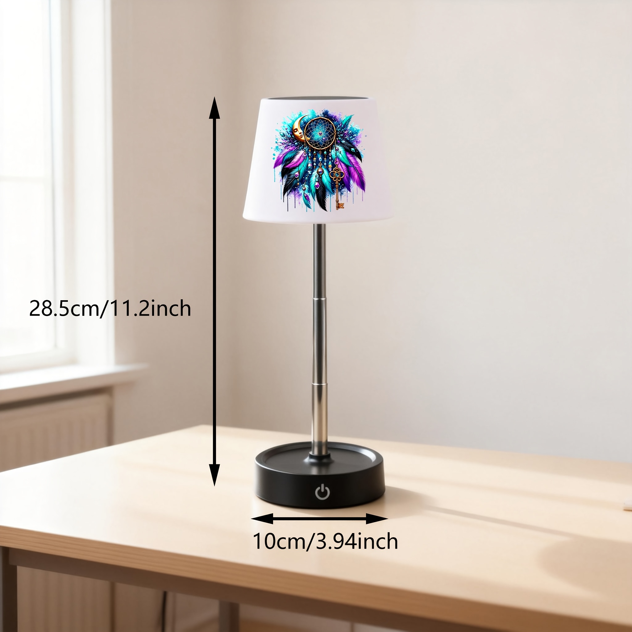 Star Feather Gem Vintage Key Boho Pattern Desk Lamp