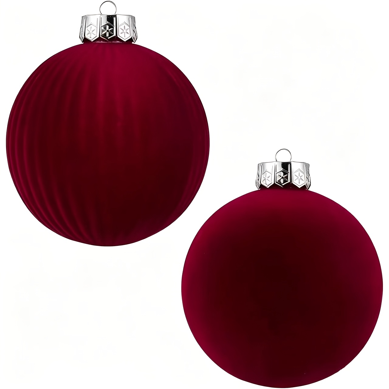TEMU 2pcs Large Retro Plastic Flocked Christmas Balls Suitable For Xmas Tree Hanging, Hanging Flocked Ornaments With Suitable For Tree Decorations,