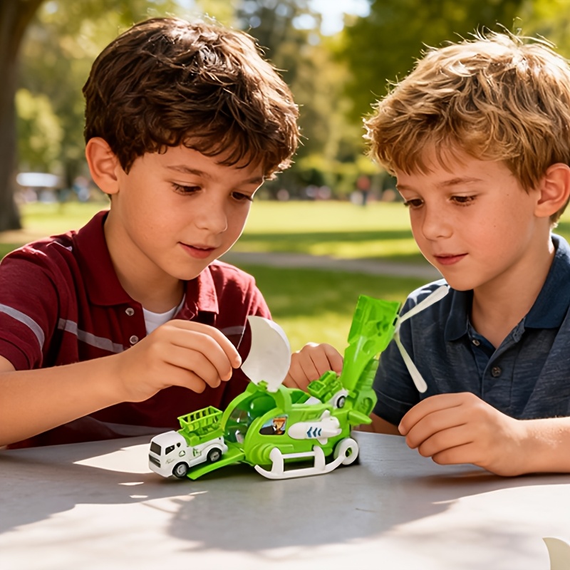 Transformable Toy Storage Vehicle Set with Pull-Back Garbage Truck
