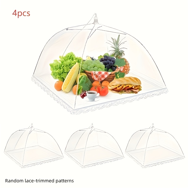 TEMU 4pcs Pop- Covers, Foldable Mesh Food Tents, Reusable And Washable Dustproof Protection For Outdoor Picnics, Camping, Bbq, Food Protector Nets,