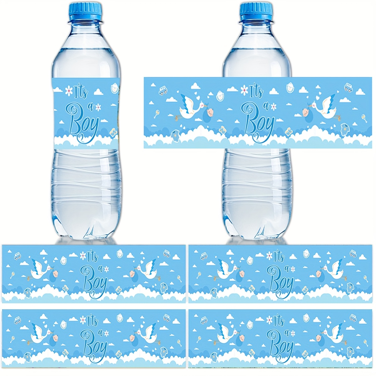 

10-pack Blue " A Boy" Water Bottle Labels, Paper Stickers For Gender Reveal & Birthday Party Decorations, English Text, Adhesive Bottle Labels For Celebratory Events