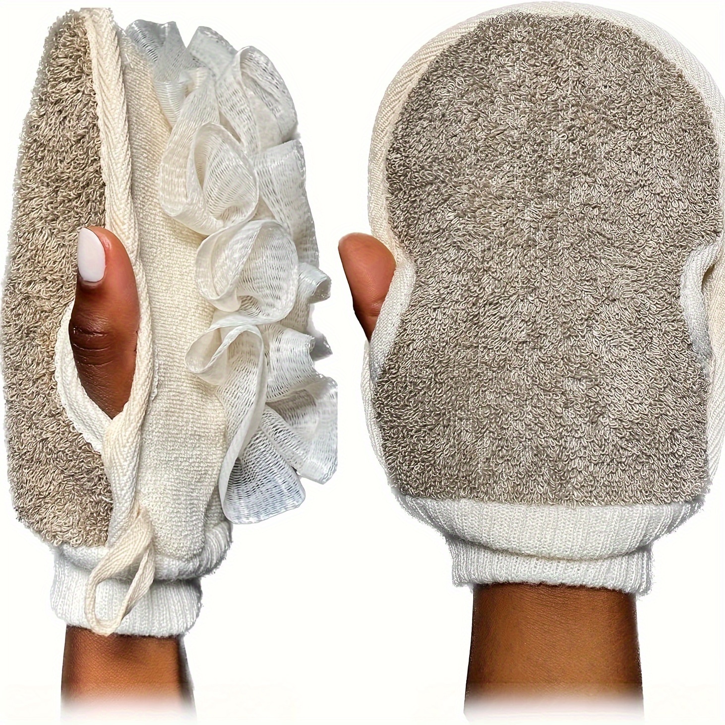 

1pc Dual-sided Exfoliating Mitt - Soft Loofah Body Scrubber Glove For , Cuff Design, Ideal For Shower Use For , No Electricity Needed