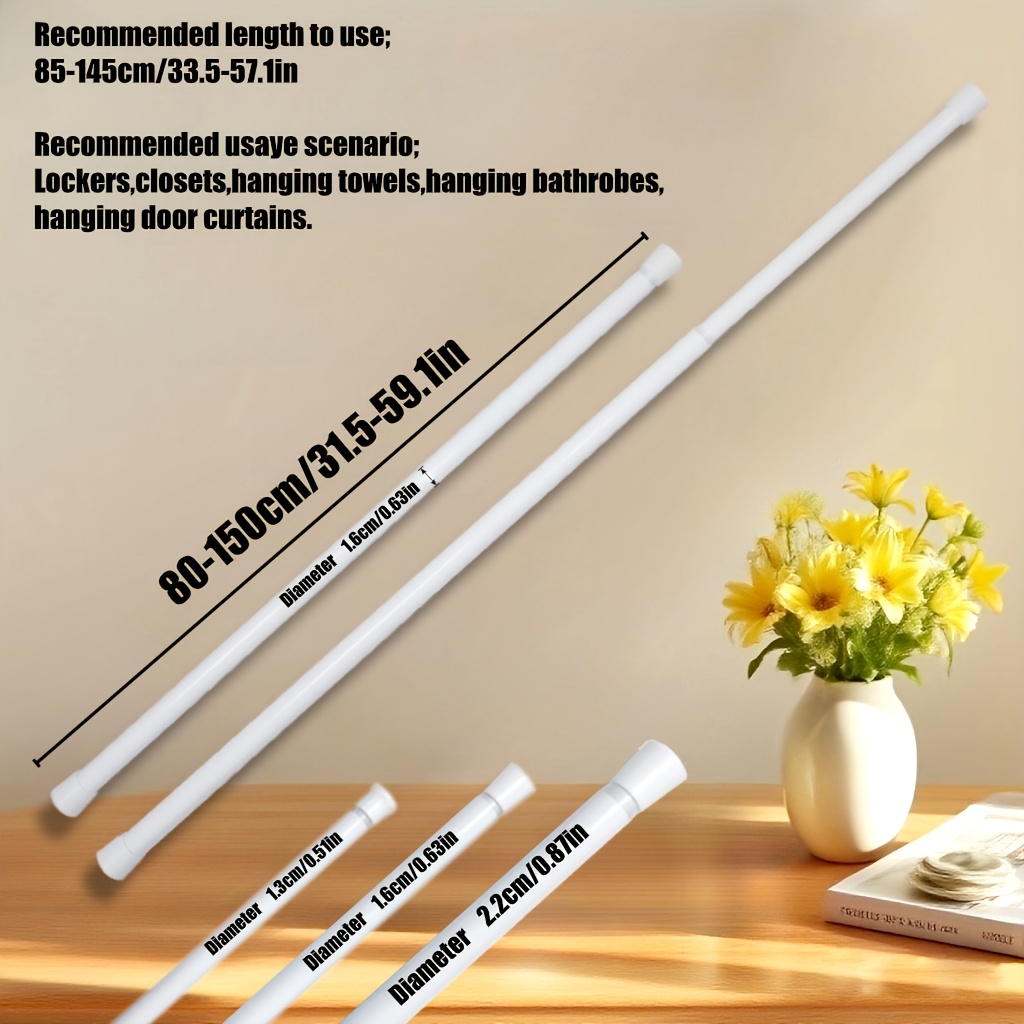 E-shop 2er-Set Spannvorhangstange, federbelastbar, verstellbar, rutschfest, bohrfrei, für Fenster, Badezimmer, Schrank, Küche, Heimdekoration,