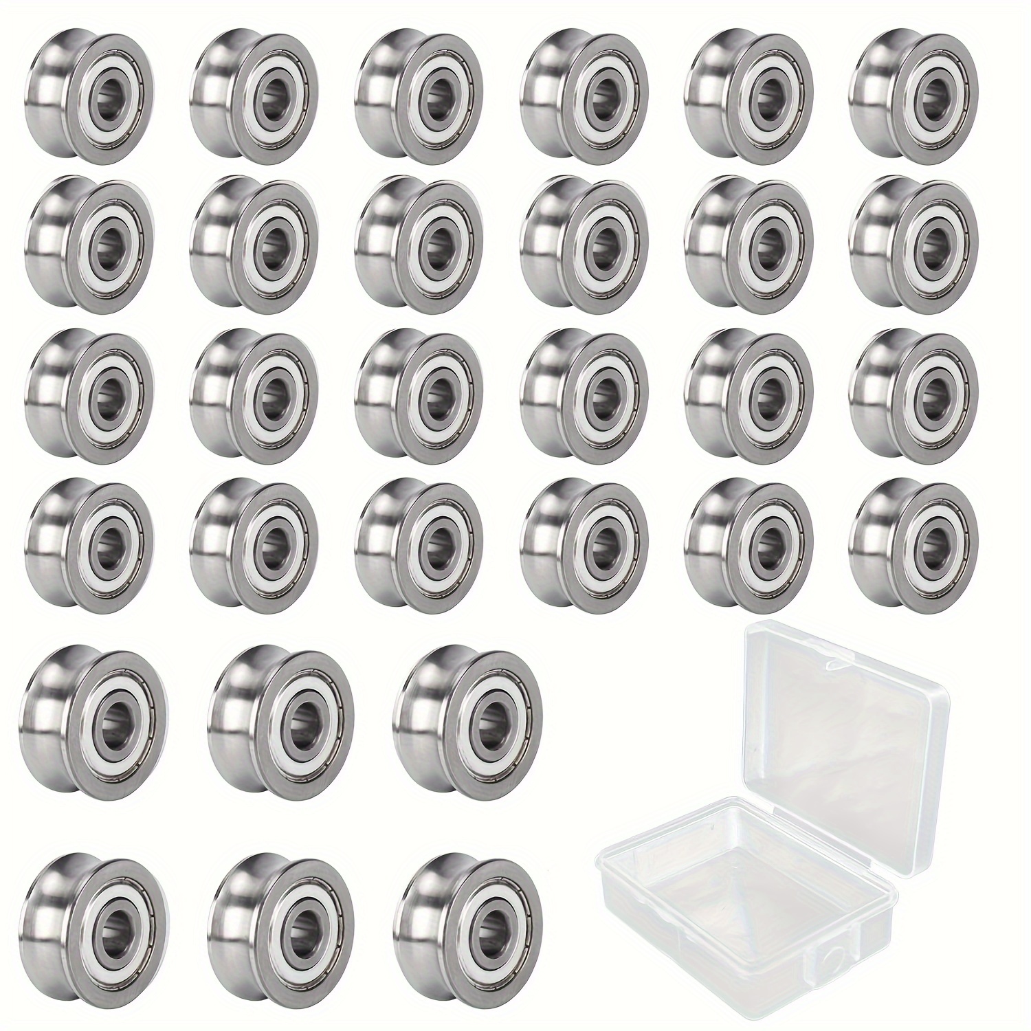 30pcs Ball Bearings With Box Shaped Steel U- Double Guards, Used For Guide Rail Pad