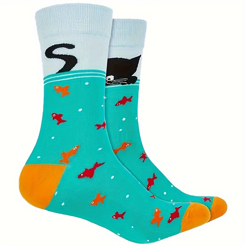 

Cartoon Print Socks, Cute Novelty Breathable Unisex Mid Tube Socks, Women's Stockings & Hosiery