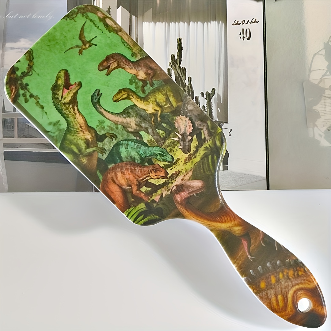 TEMU Ancient Dinosaur Pattern Air Cushion Comb, Scalp Massage Comb, Anti-static, Comfortable Grip Hair Brush, Durable Abs Handle Comb, Nylon Bristles, Suitable For All Hair Types, Ideal Gift