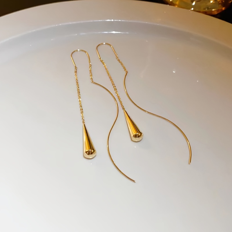 TEMU 1 Pair, Elegant Water Tassel Earrings For Women, Light Luxury Niche Design Sense Premium Ear Jewelry, Daily Wear Recommended