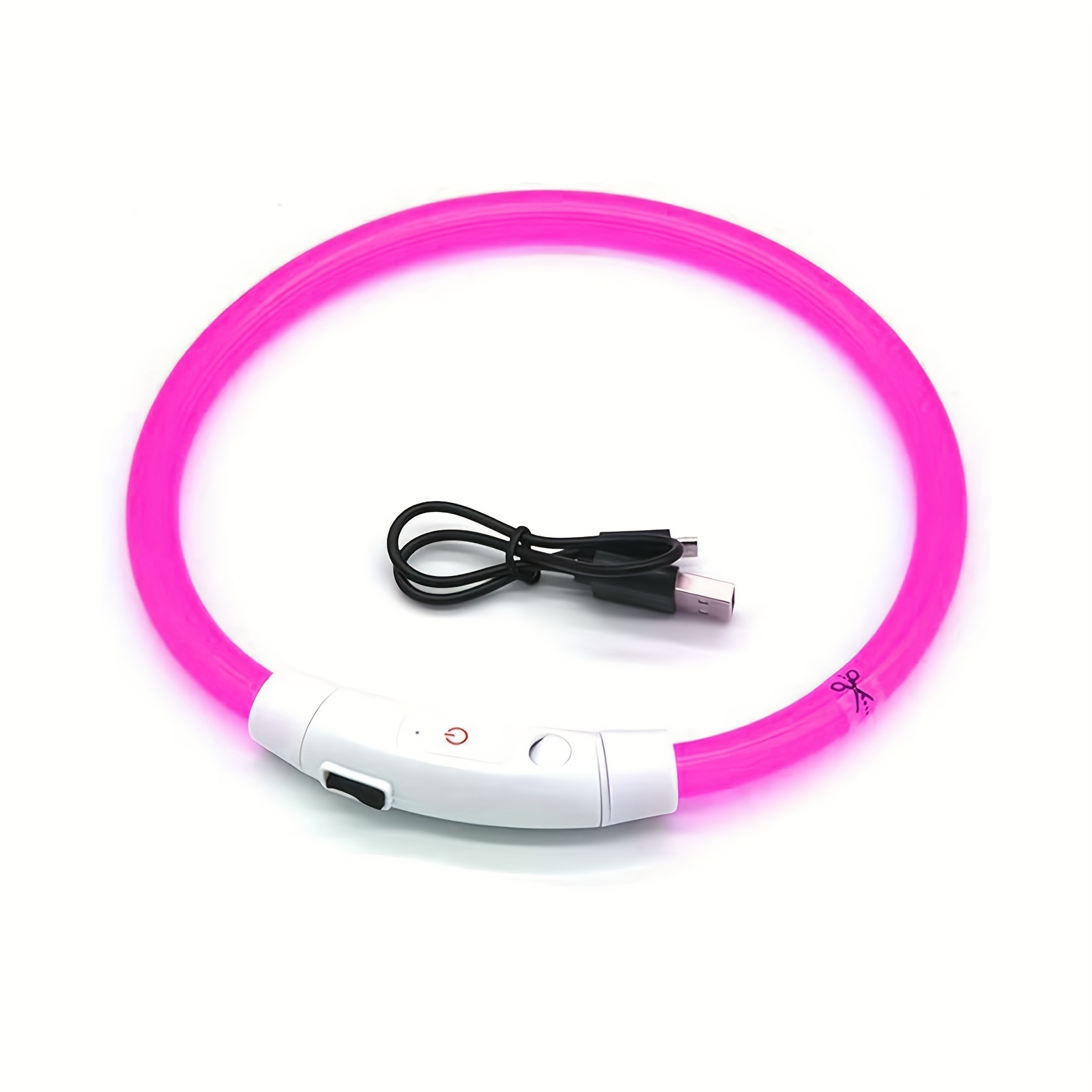 TEMU Led Dog Collar Light Up Dog Collars 1 Count Usb Rechargeable Tpu Glow Safety Basic Dog Collars