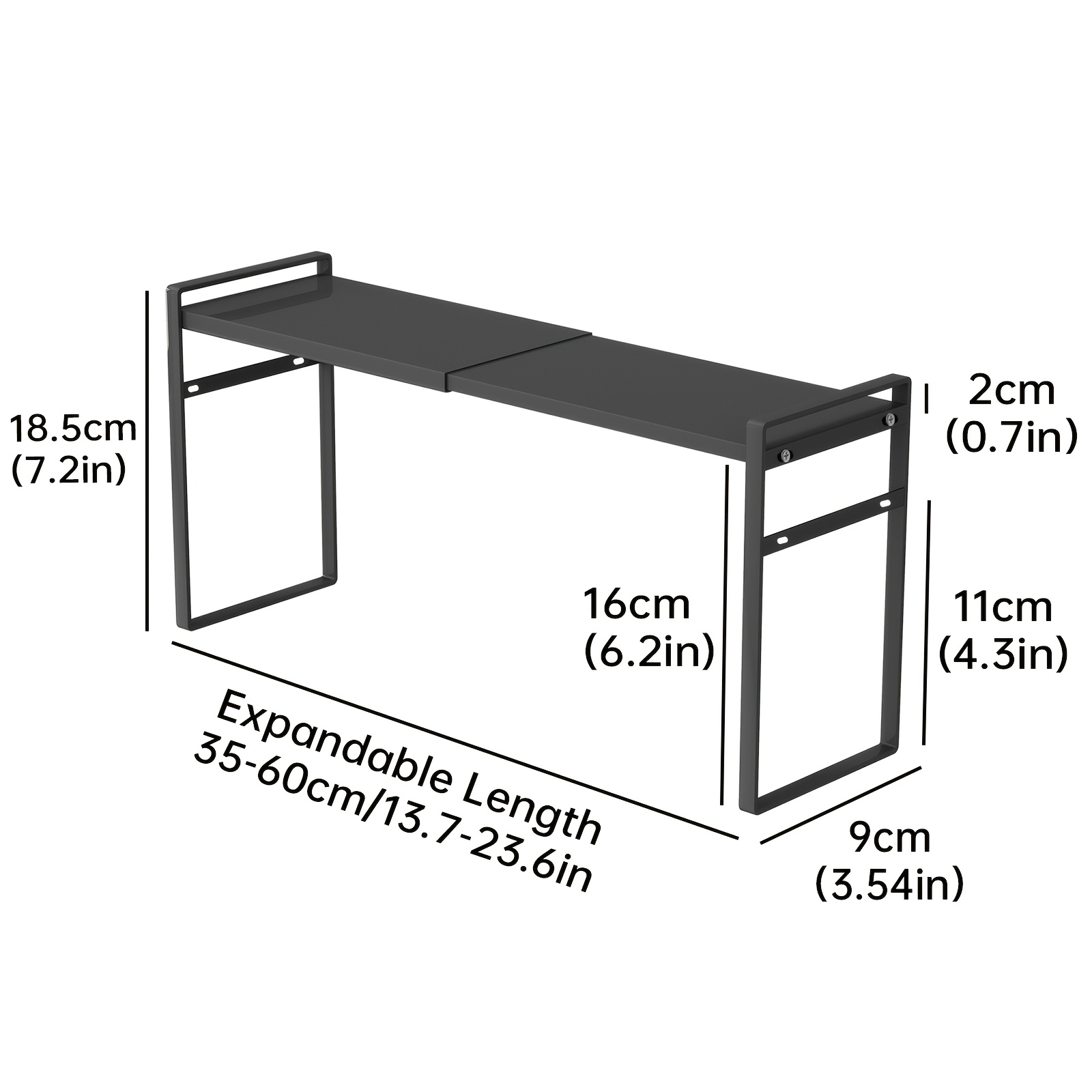 TEMU Expandable Length Metal Storage Shelf, Adjustable Countertop Organizer Rack And Window Sill Plant Stand For Kitchen, Bathroom, Vanity, Desk,