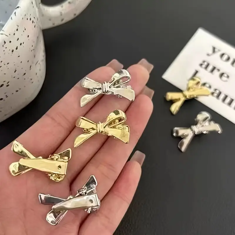 4pcs elegant alloy bow hair clips for women   metallic hairpins with intricate   secure hold for bangs side hair versatile hair accessories for casual formal styles cute hair clips bohemian style hairpins durable hairpins Product details 2