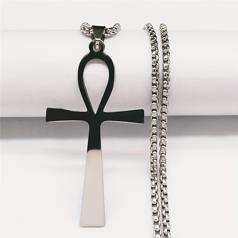 Stainless Steel Ankh Cross Pendant Necklace