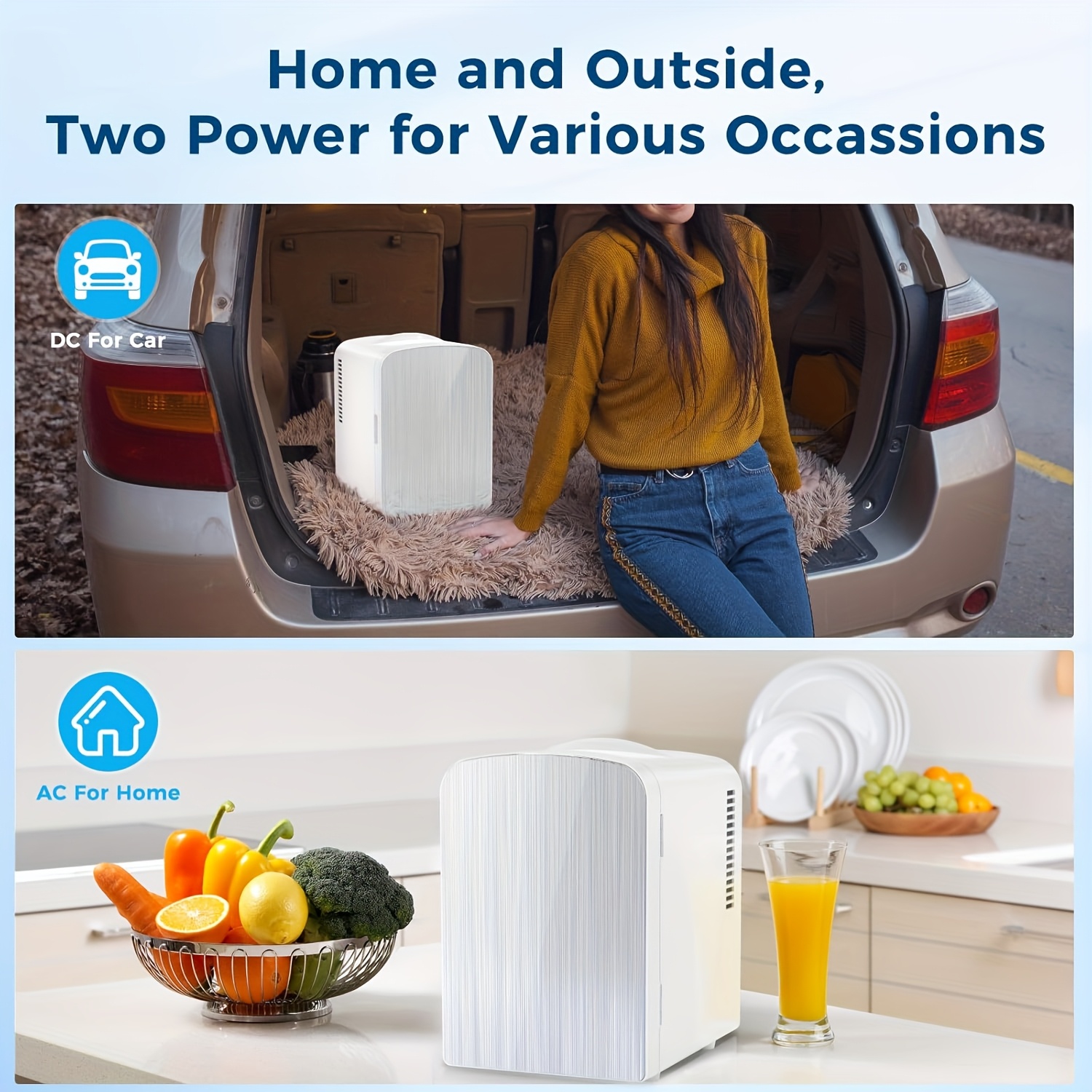 Mini Fridge, 1.06gal/6 Cans (11.16oz) Portable Compact Refrigerator with Gaming Light, AC/DC Power, Ideal for Skincare Products & Beverages, White, Mini Refrigerator, Lighting, Durable Construction