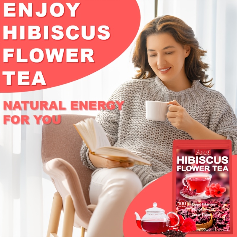 Hibiscus Tea 100 Count Herbal Tea, No Sugar, Caffeine Free, Tart and Refreshing for Circulation and Cardiovascular Wellness