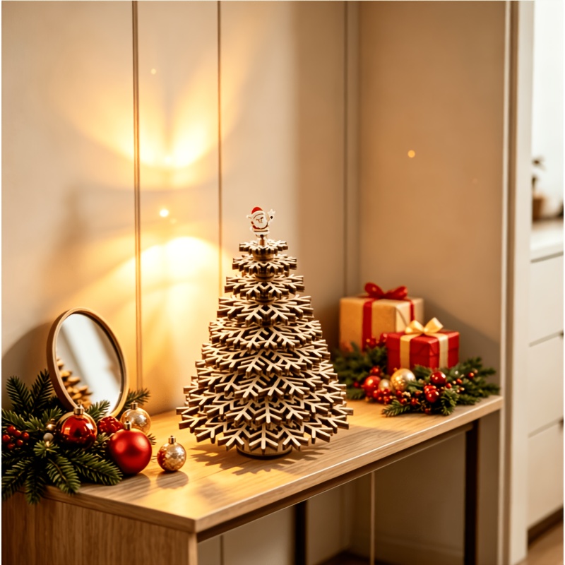 3D Christmas Tree, Wood-like Art Model Puzzle